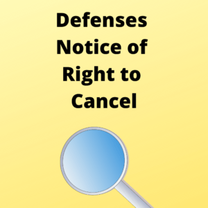 New Jersey Foreclosure Defenses Notice of Right to Cancel